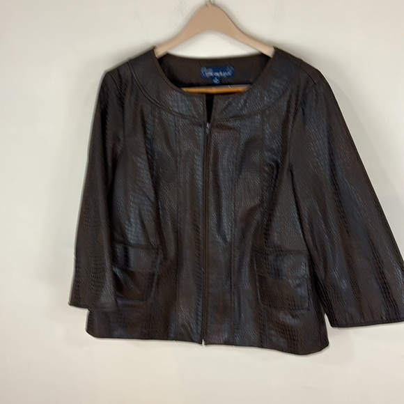 Susan Graver Faux Alligator Full Zip Jacket Size 1X - Picture 1 of 12